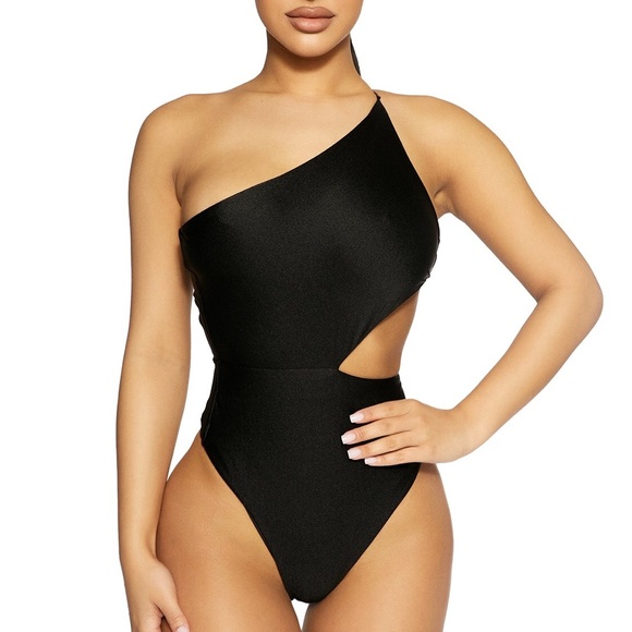 Naked Wardrobe Sleek Side Bodysuit in Black - Picture 2 of 4